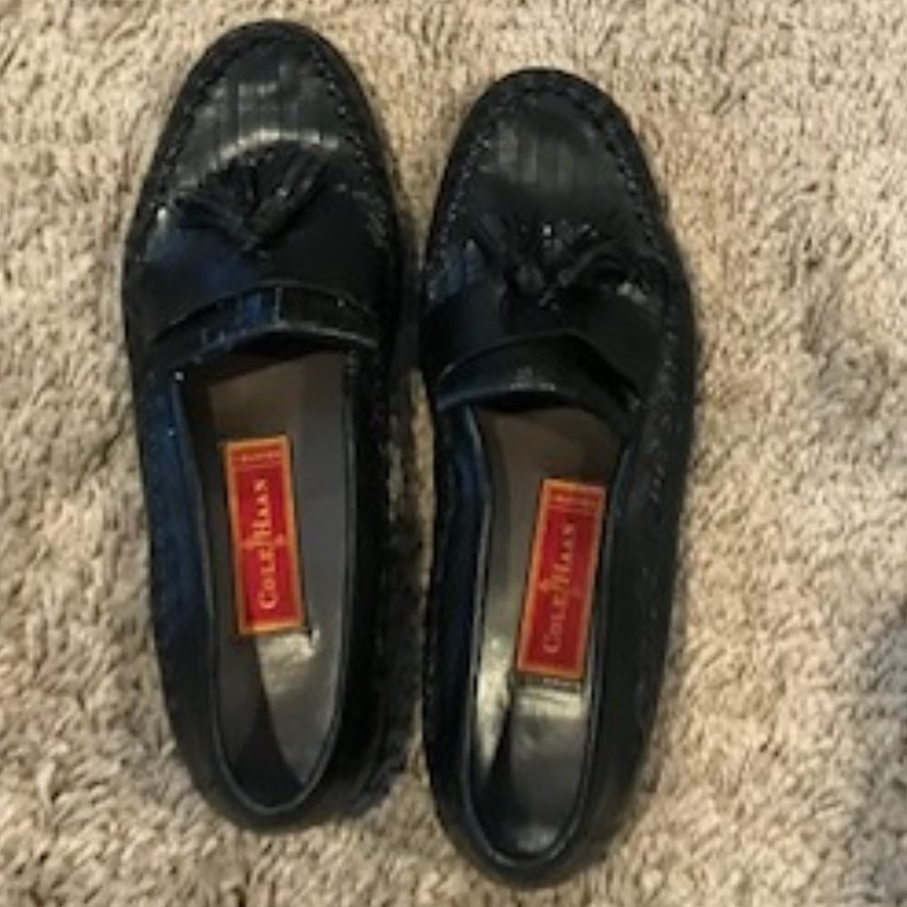 Black Cole Haan Country Tassel Loafers, 7 1/2 B